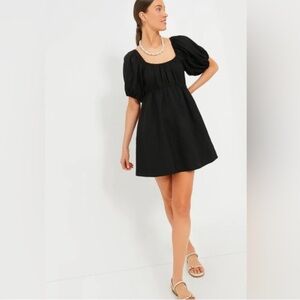 Pomander Place Scoop Neck Puff Sleeve Linen Dress
